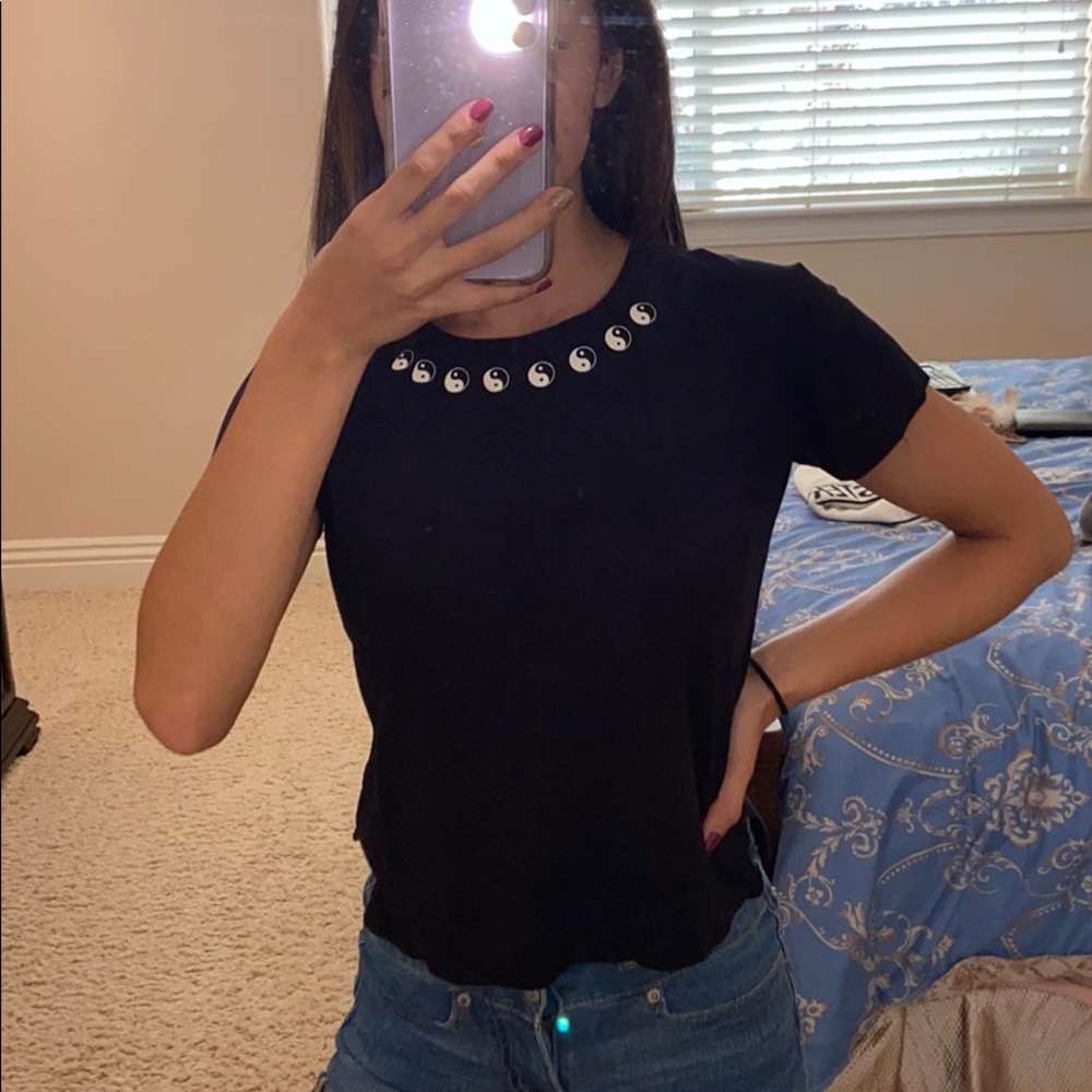 Yin-Yang Black Crop Top